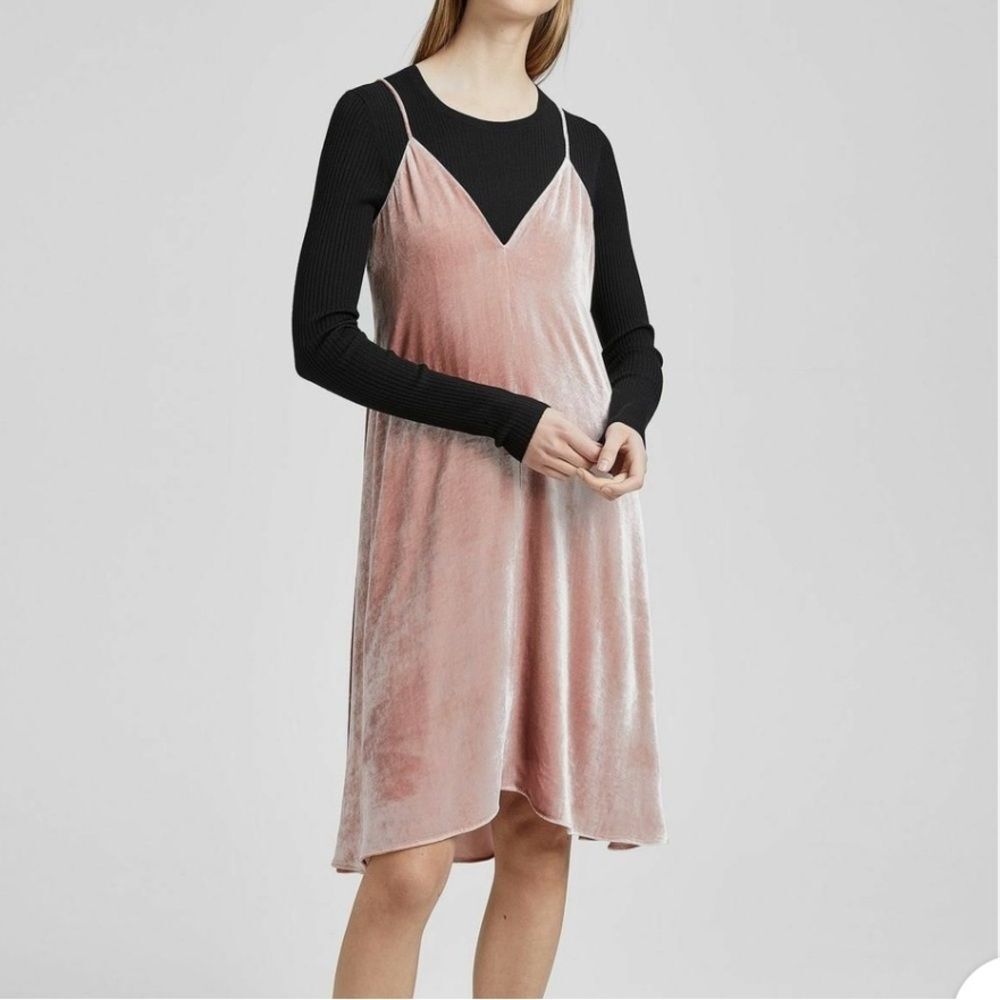 Theory Crushed Crinkle Velvet Draped Pink Tutu Slip Dress
V27